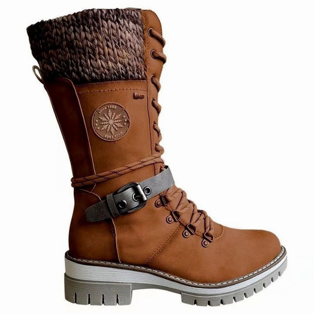 Women's Knit-Cuff Lace-Up Mid-Calf Winter Boots