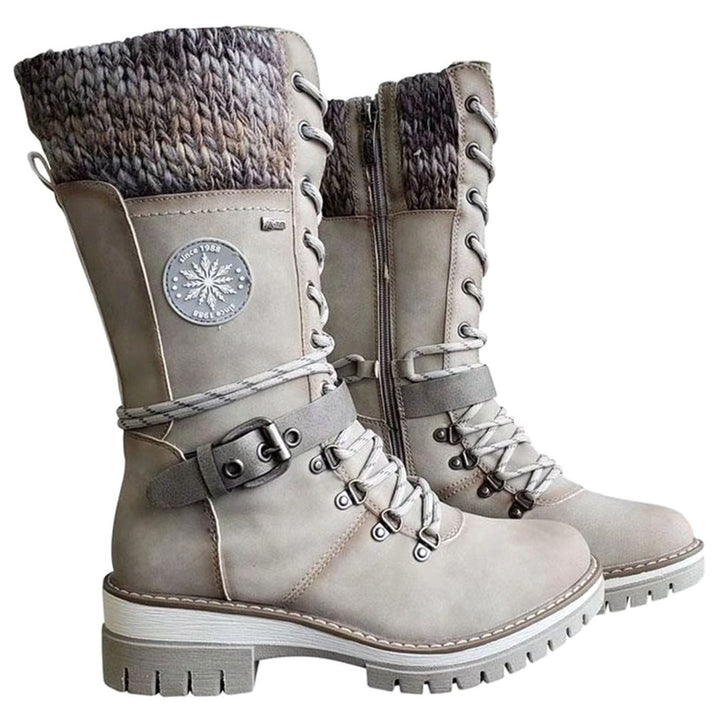 Women's Knit-Cuff Lace-Up Mid-Calf Winter Boots