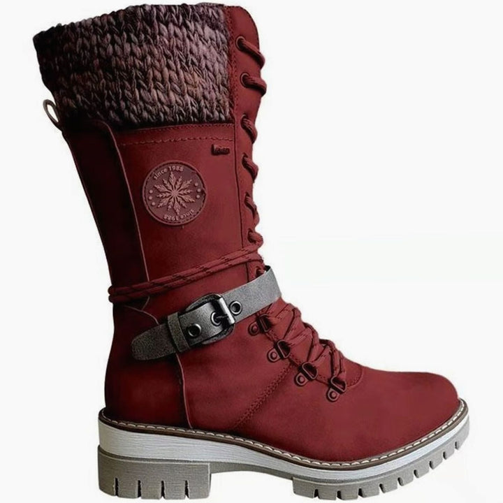 Women's Knit-Cuff Lace-Up Mid-Calf Winter Boots