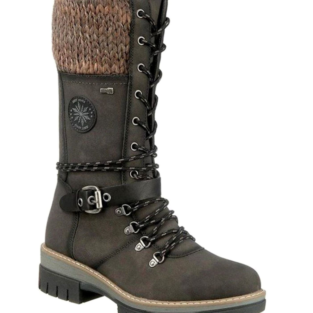 Women's Knit-Cuff Lace-Up Mid-Calf Winter Boots