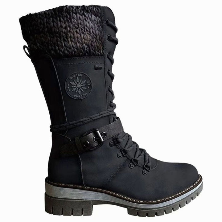 Women's Knit-Cuff Lace-Up Mid-Calf Winter Boots