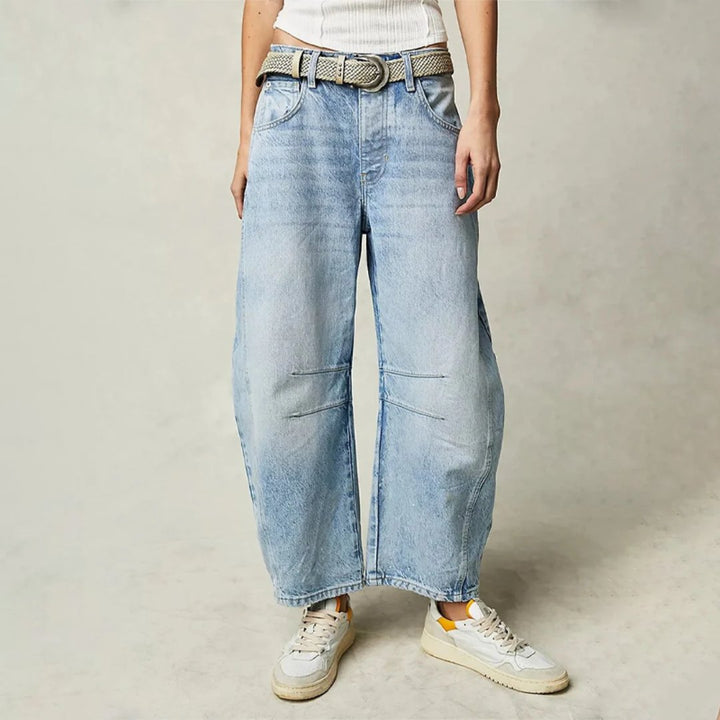 Layla | Women's Mid-Rise Heavyweight Denim Cropped Barrel Leg Jeans