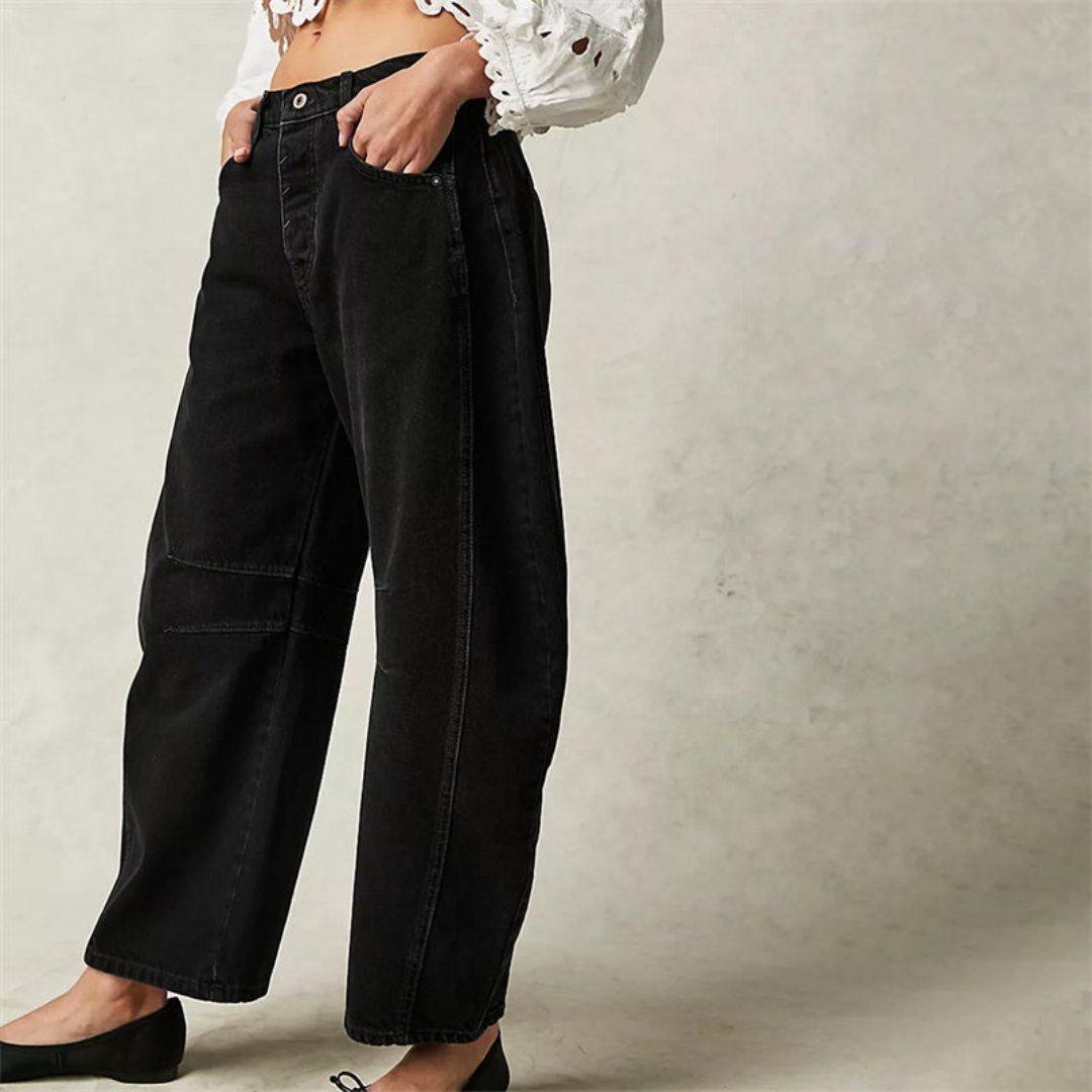 Layla | Women's Mid-Rise Heavyweight Denim Cropped Barrel Leg Jeans