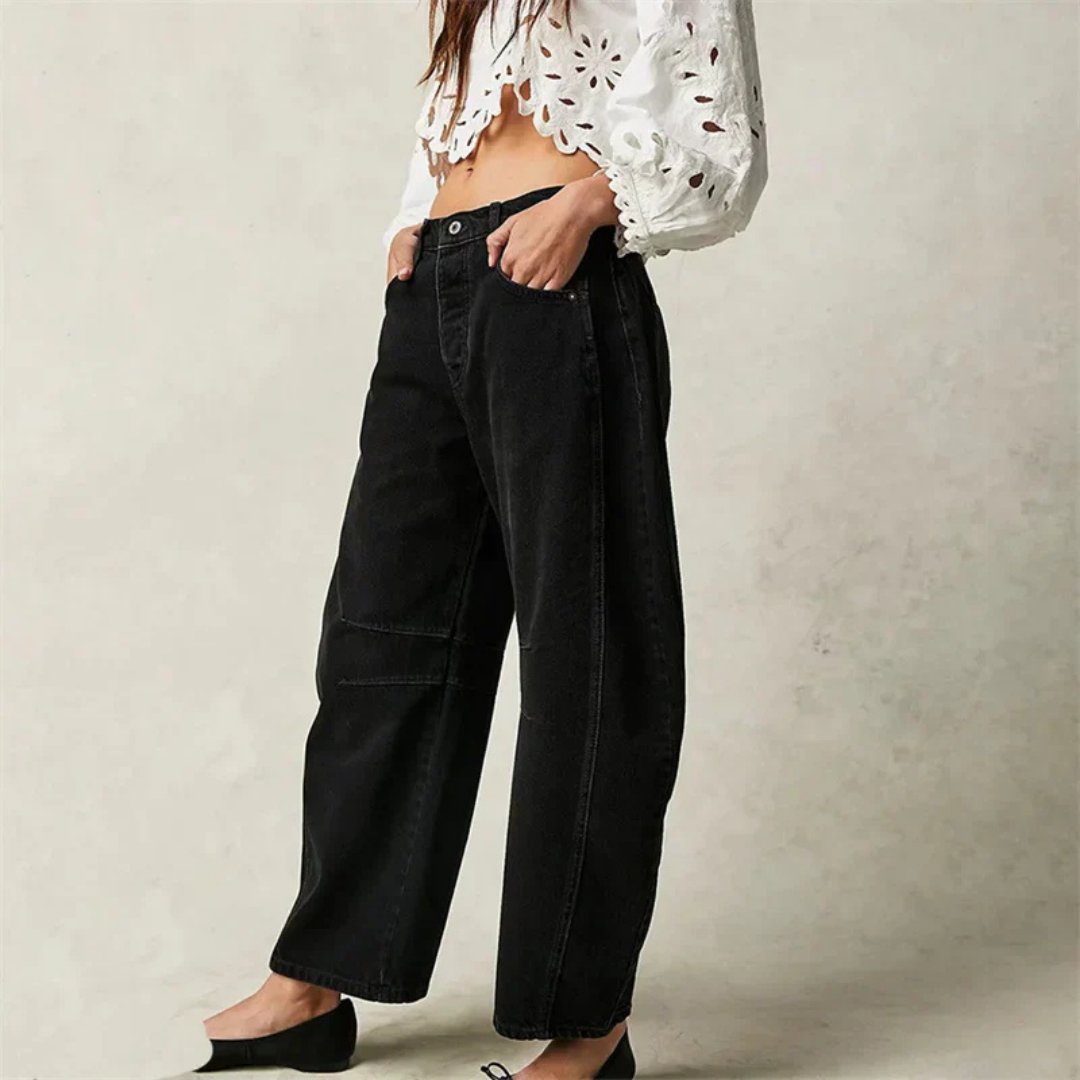Layla | Women's Mid-Rise Heavyweight Denim Cropped Barrel Leg Jeans