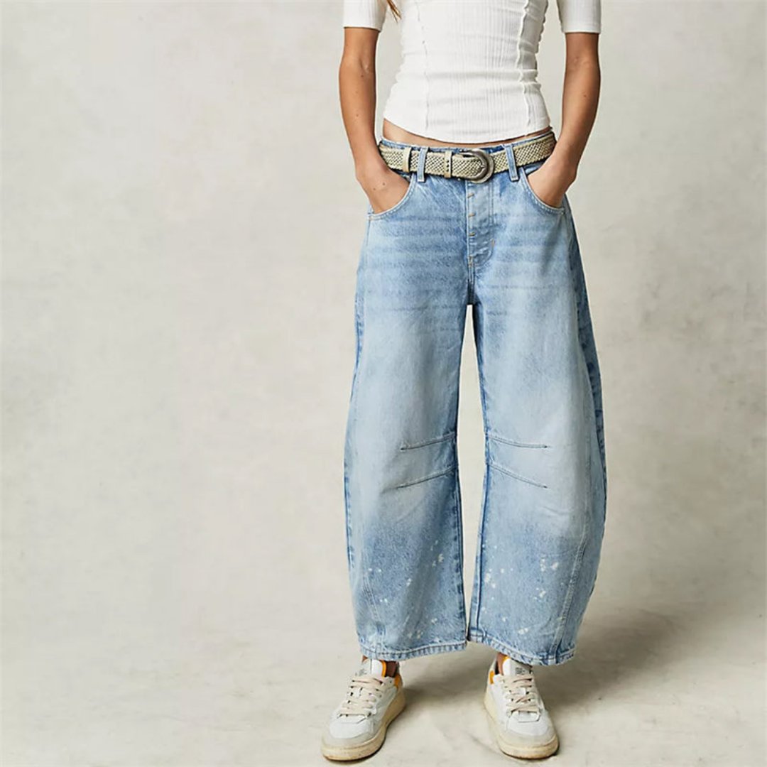 Layla | Women's Mid-Rise Heavyweight Denim Cropped Barrel Leg Jeans