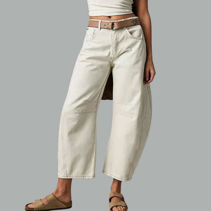 Layla | Women's Mid-Rise Heavyweight Denim Cropped Barrel Leg Jeans