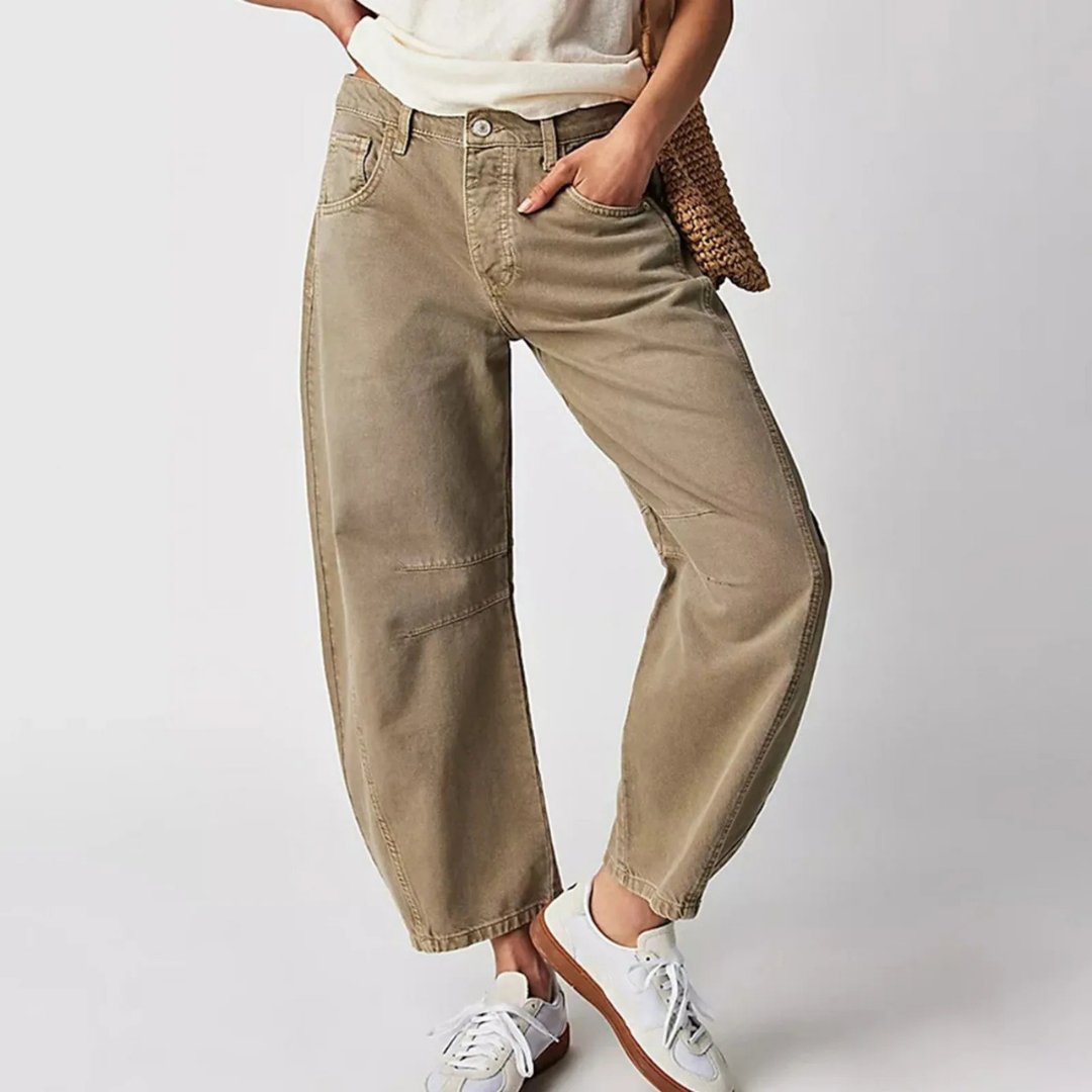 Layla | Women's Mid-Rise Heavyweight Denim Cropped Barrel Leg Jeans