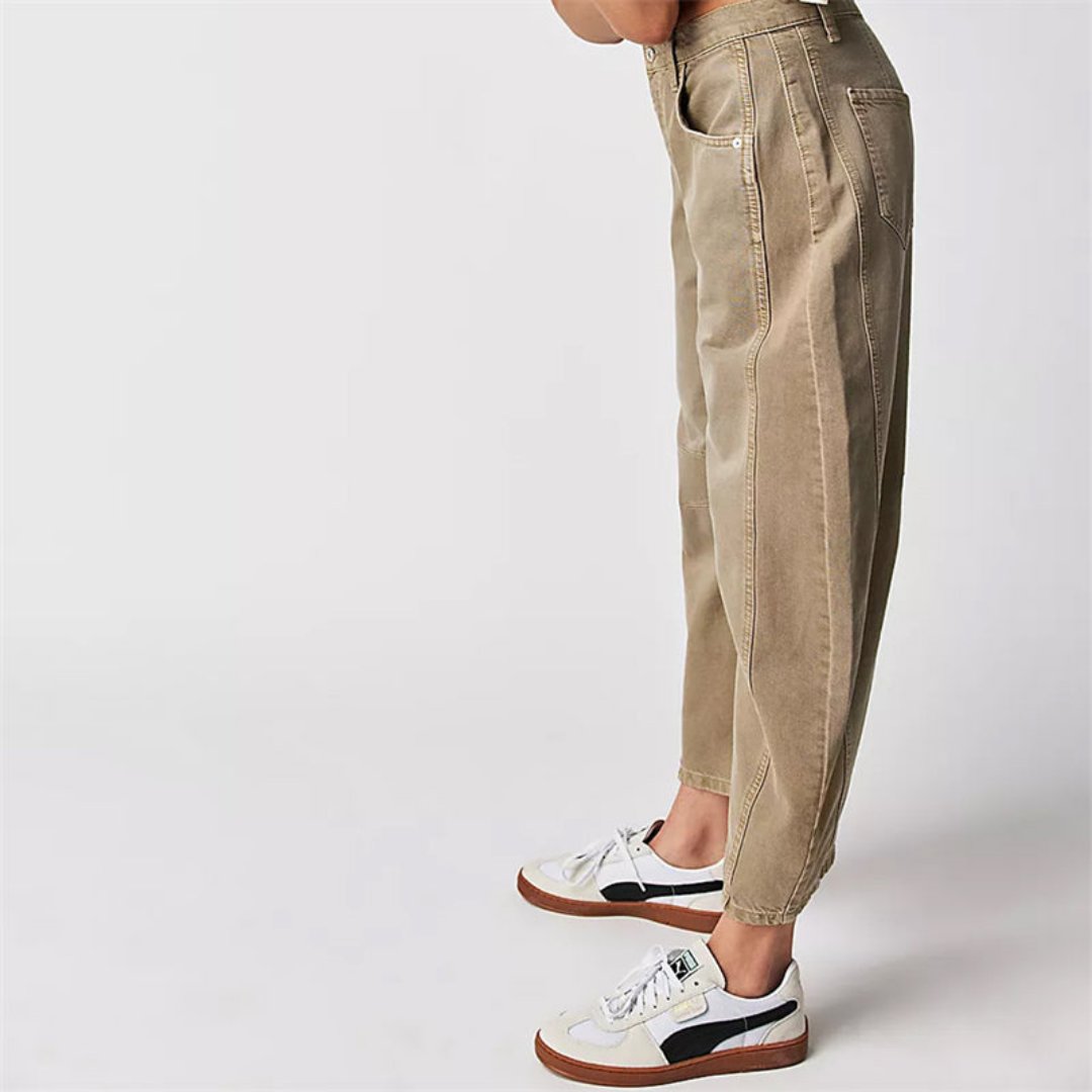 Layla | Women's Mid-Rise Heavyweight Denim Cropped Barrel Leg Jeans