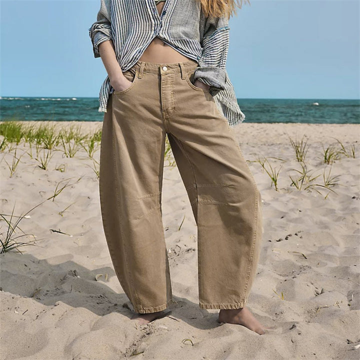 Layla | Women's Mid-Rise Heavyweight Denim Cropped Barrel Leg Jeans