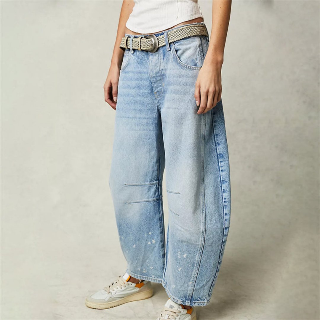 Layla | Women's Mid-Rise Heavyweight Denim Cropped Barrel Leg Jeans