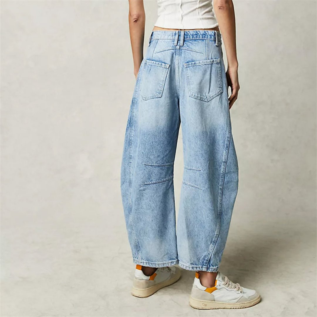 Layla | Women's Mid-Rise Heavyweight Denim Cropped Barrel Leg Jeans