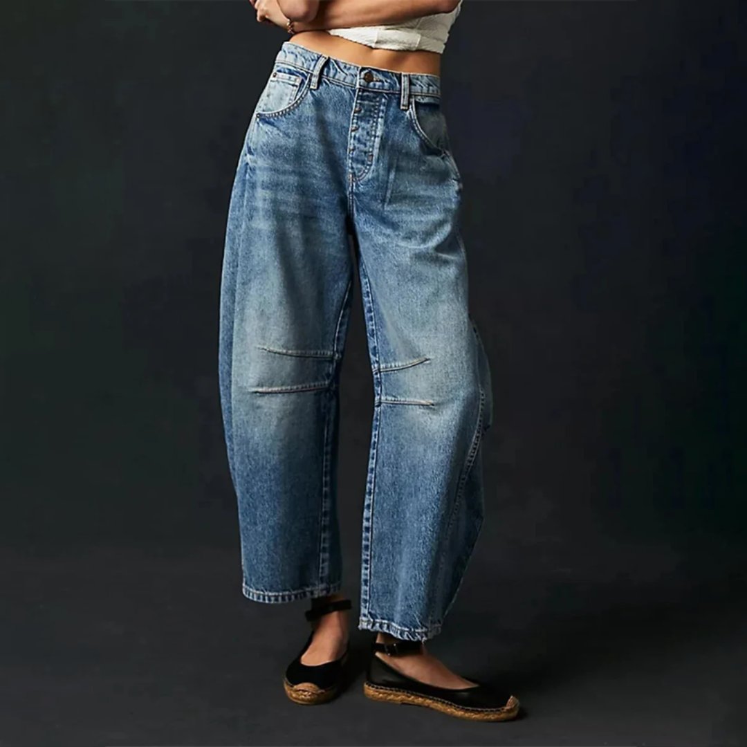Layla | Women's Mid-Rise Heavyweight Denim Cropped Barrel Leg Jeans
