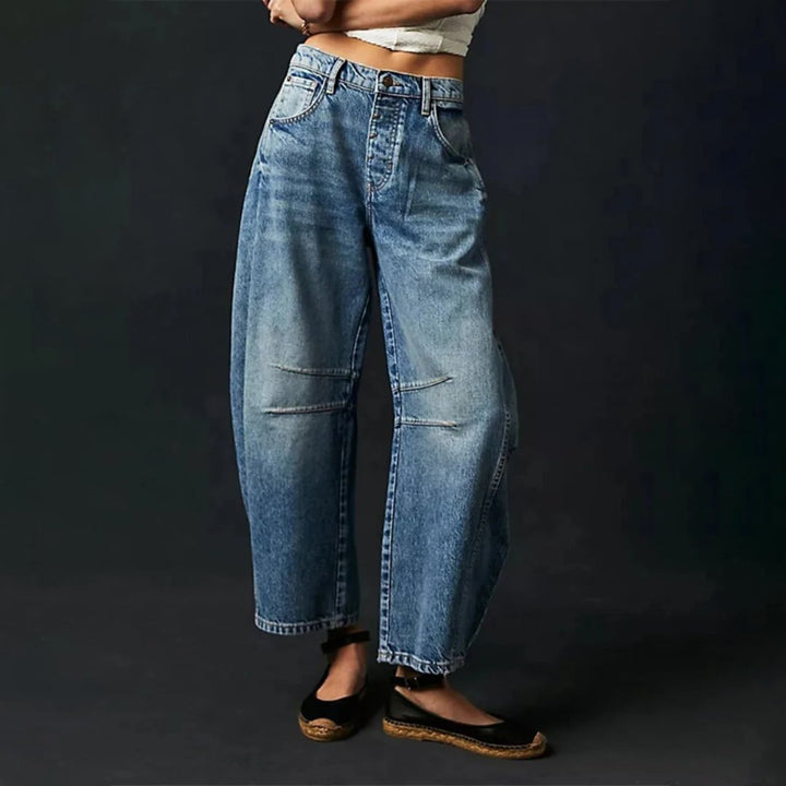 Layla | Women's Mid-Rise Heavyweight Denim Cropped Barrel Leg Jeans
