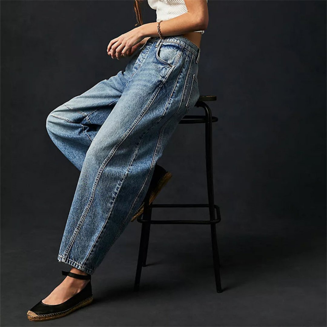 Layla | Women's Mid-Rise Heavyweight Denim Cropped Barrel Leg Jeans
