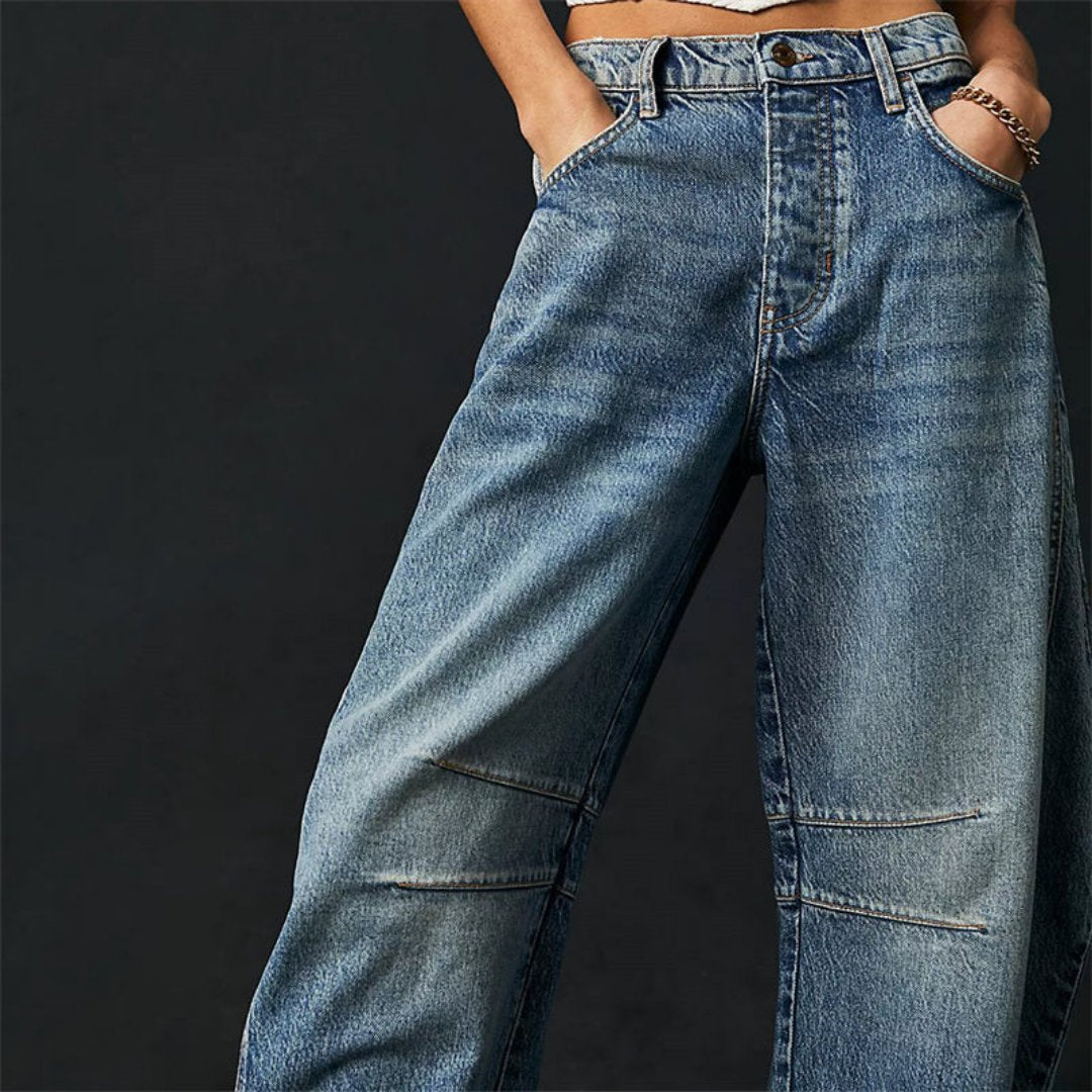 Layla | Women's Mid-Rise Heavyweight Denim Cropped Barrel Leg Jeans