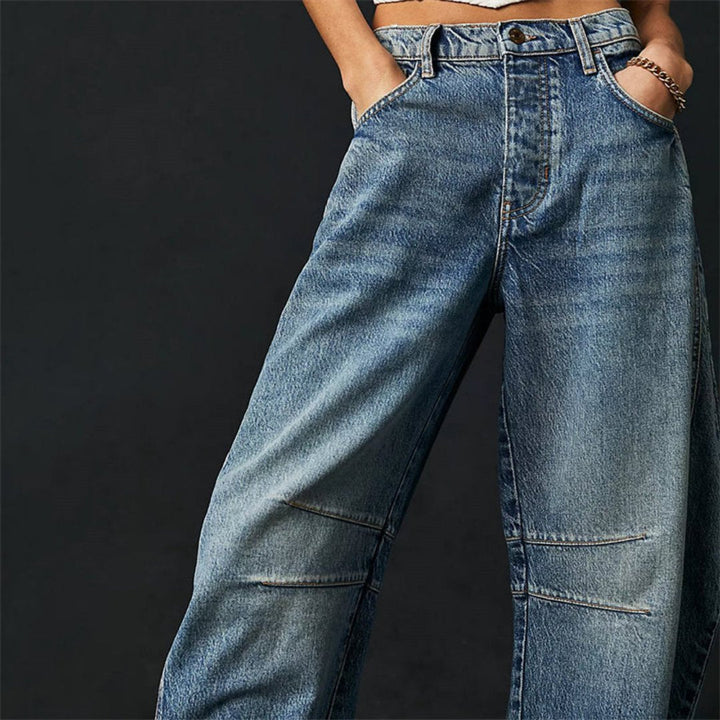 Layla | Women's Mid-Rise Heavyweight Denim Cropped Barrel Leg Jeans