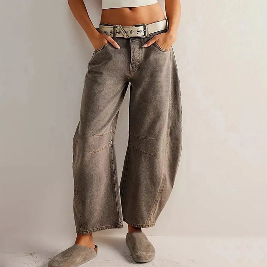 Layla | Women's Mid-Rise Heavyweight Denim Cropped Barrel Leg Jeans