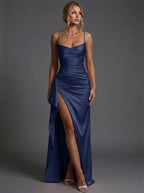Isabella | Women's Spaghetti Strap Ruched Bodycon Maxi Dress