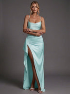 Isabella | Women's Spaghetti Strap Ruched Bodycon Maxi Dress