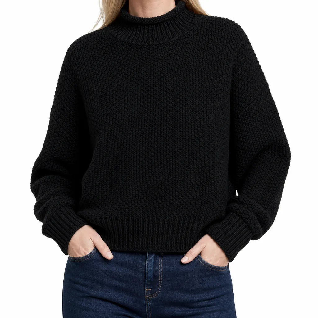 Women’s Cowl Neck Knit Sweater for Everyday Wear