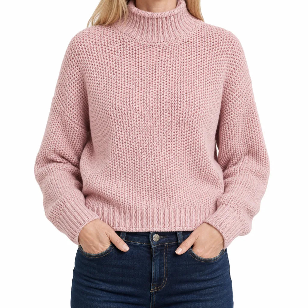 Women’s Cowl Neck Knit Sweater for Everyday Wear