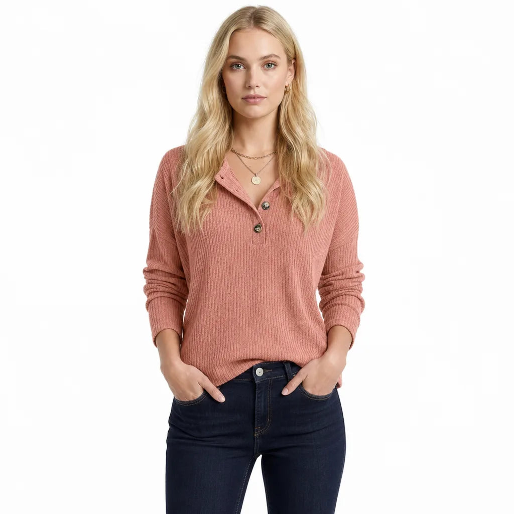 Women’s Ribbed Pullover Top for Everyday Wear