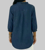 Zara | Women's Ruffle V-Neck 3/4 Sleeve Blouse