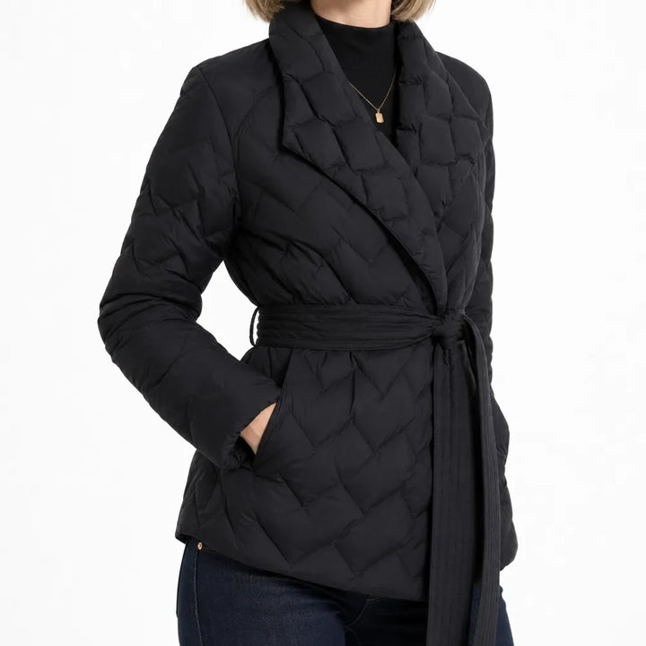 Women’s Quilted Wrap Jacket with Belted Waist