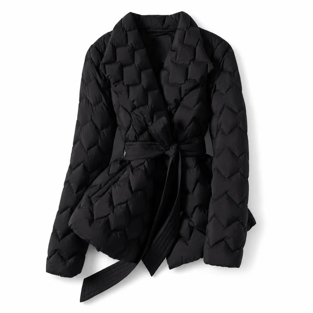 Women’s Quilted Wrap Jacket with Belted Waist