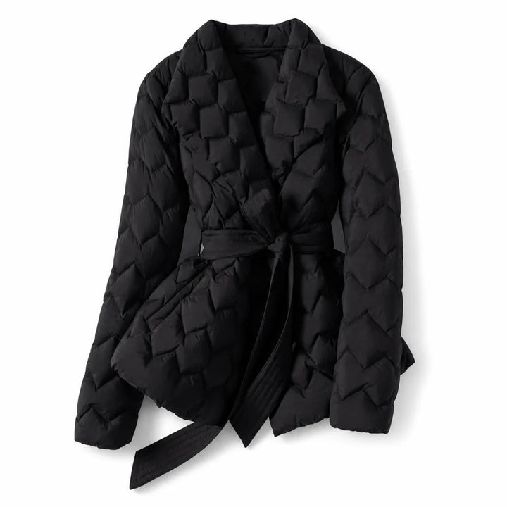 Women’s Quilted Wrap Jacket with Belted Waist