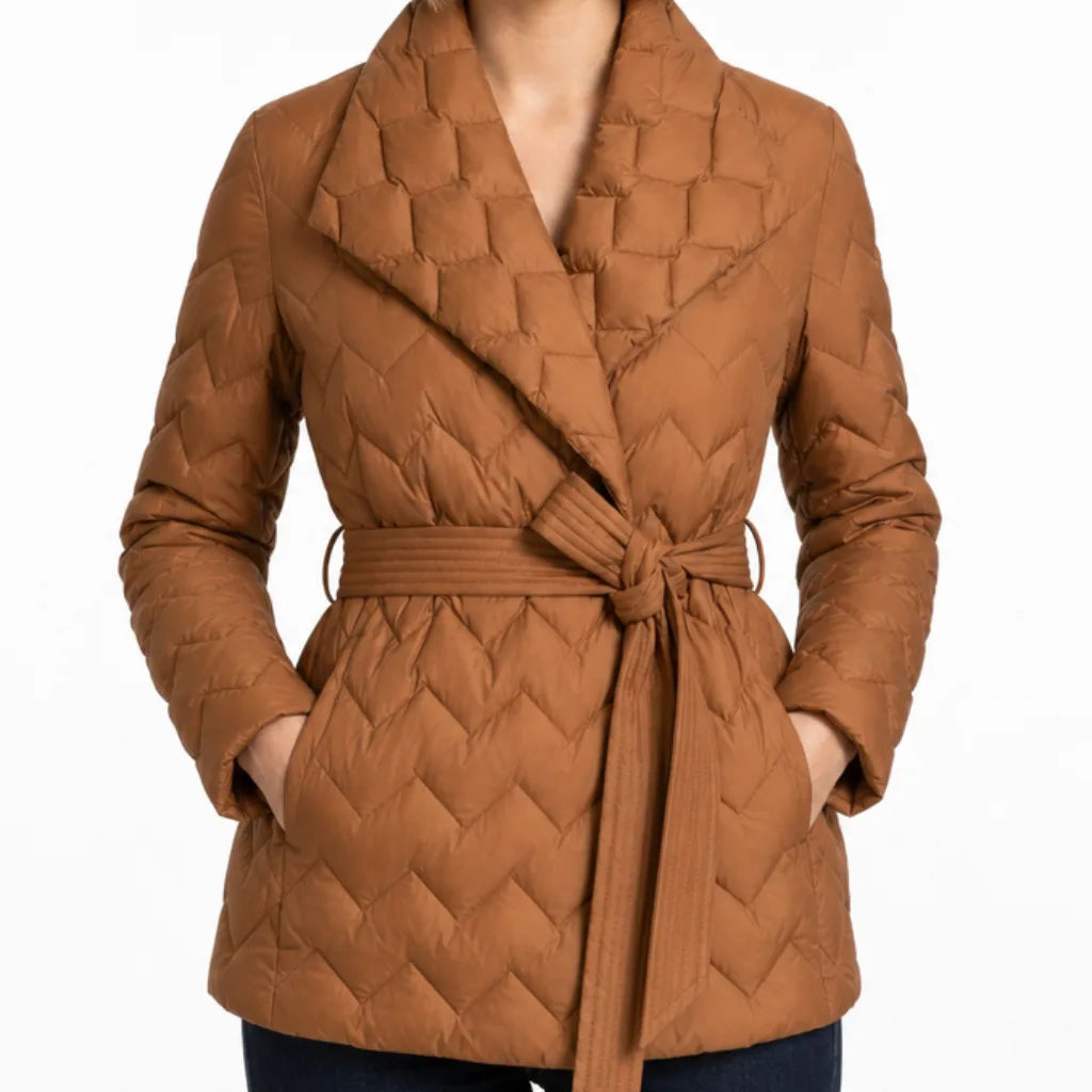 Women’s Quilted Wrap Jacket with Belted Waist