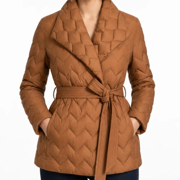 Women’s Quilted Wrap Jacket with Belted Waist