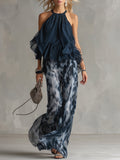 Zephyra | Women's Halter Wide Leg Two Piece Set