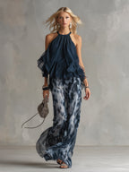 Zephyra | Women's Halter Wide Leg Two Piece Set