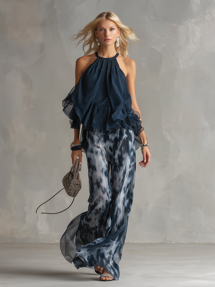 Zephyra | Women's Halter Wide Leg Two Piece Set