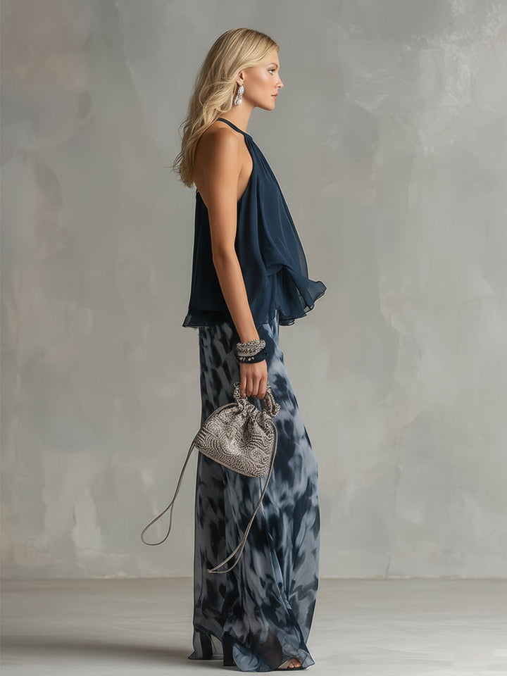 Zephyra | Women's Halter Wide Leg Two Piece Set