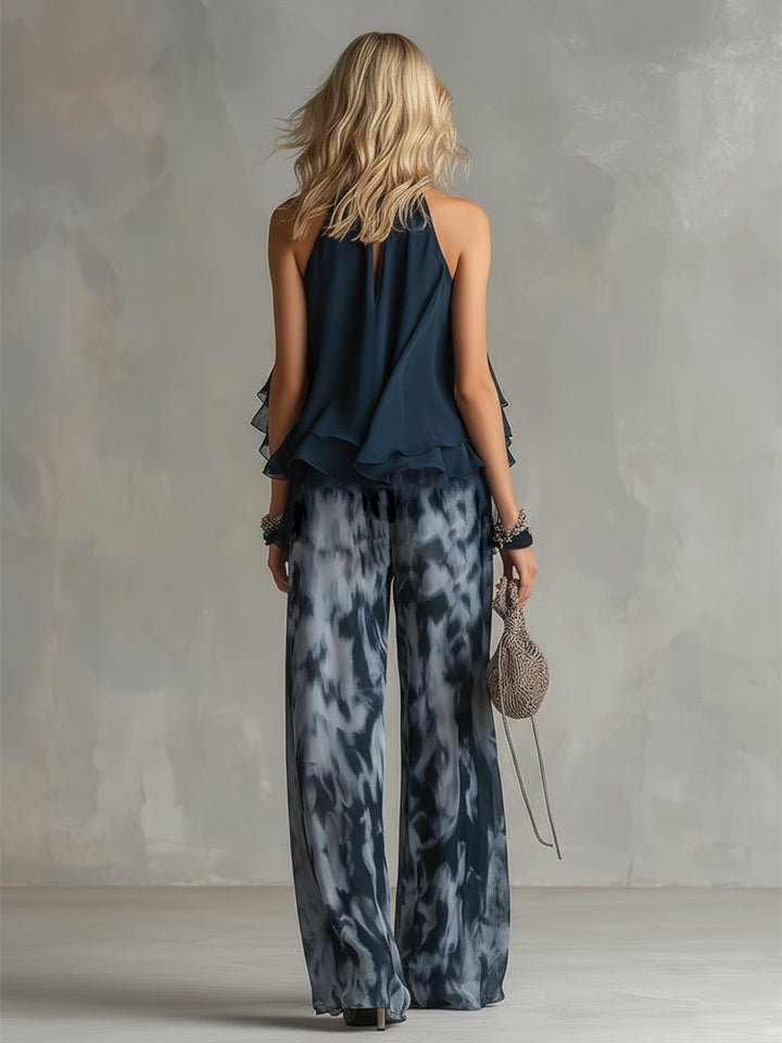 Zephyra | Women's Halter Wide Leg Two Piece Set
