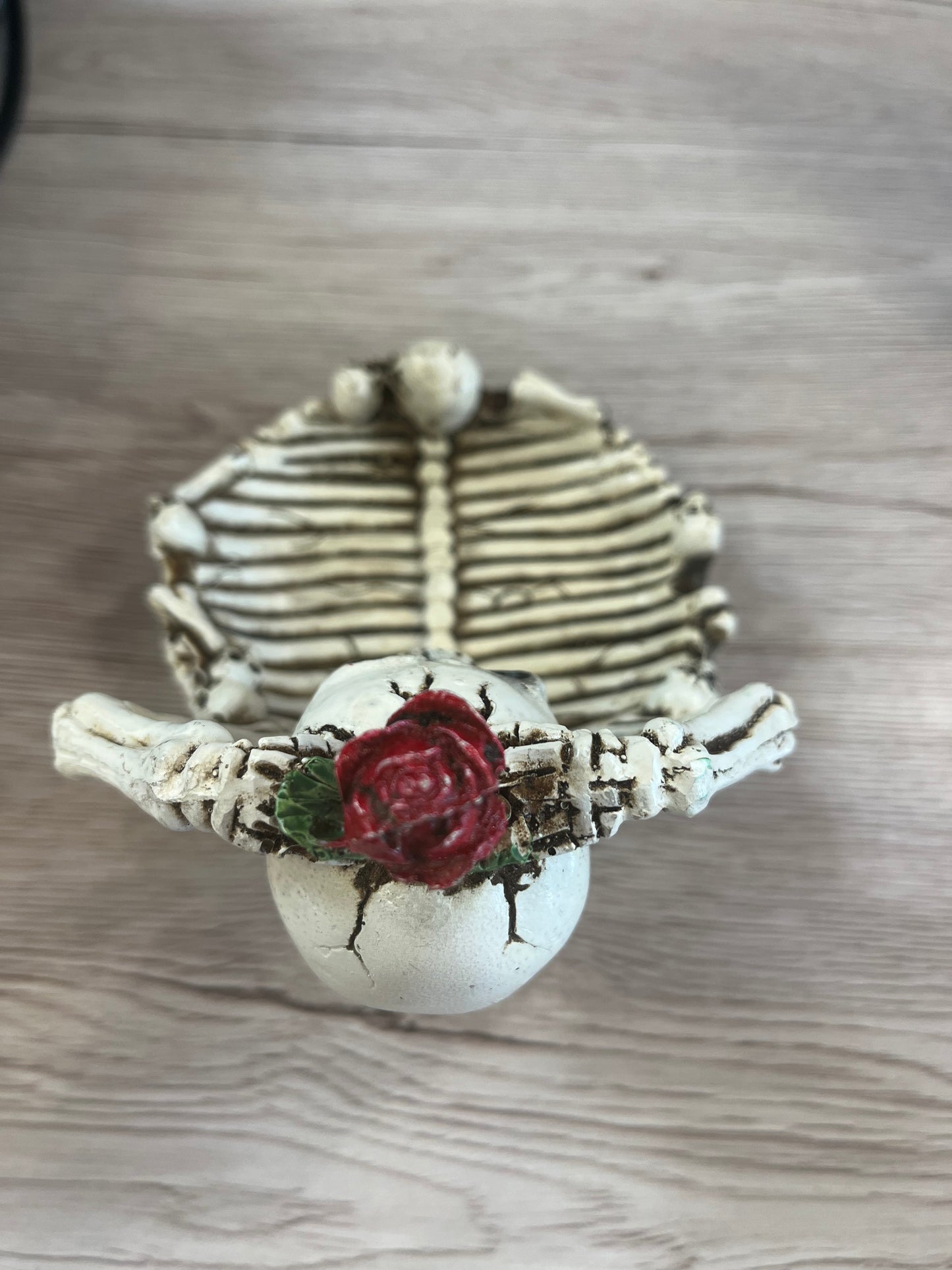 Skeleton Rose Ashtray, Cardholder, White/Black